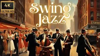 Dancing in New York | Vintage Swing Jazz Instrumental | New York Cityscapes in 4K