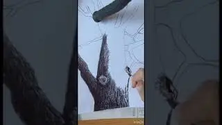 Рисую дерево черной ручкой(легко)#Shorts