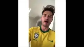 Francisco Lachowski and Family celebrating Brazil's victory against Costa Rica in the World Cup