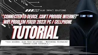 2023 FIXED! Connected to device, Cant provide internet & has no internet access PC/CP Wifi Problem