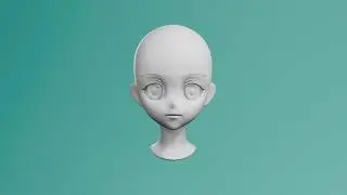 Stylized Anime Girl Head Base Mesh 3D Model