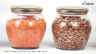 CHAECO Glass 500ml Matki Glass Container for Kitchen Storage Airtight Lid Golden Cap