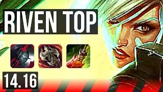RIVEN vs YONE (TOP) | 8 solo kills, 65% winrate, Legendary, 16/3/6 | NA Master | 14.16