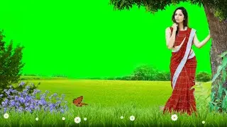 beautiful girl tree green background video effects | beautiful girl green screen video