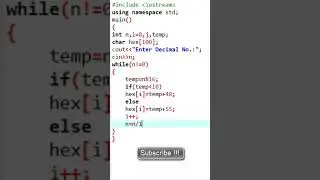 Program to convert Decimal number in Hexadecimal number in C++ programming language |Learners Region