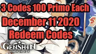 December Codes, 3 Redeem codes Released 100 Primo each - Genshin Impact