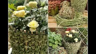 Yucca leaf crafts. Flowerpots and balls.