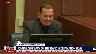 Johnny Depp’s mega pint of wine  Amber Heard attorney question cracks up actor   LiveNOW from FOX