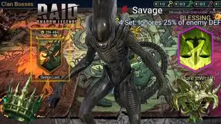 Raid: Shadow Legends- Demon Lord Clan Boss, first Ultra Nightmare 1-key with Xenomorph 