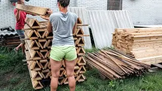 Girl and Man Building Amazingly Cheap FENCE Using Ingenious Ancient Technology Ep.2