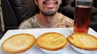 HOT TURKEY, BEEF AND CHICKEN MEAT PIES, MUKBANG EATING SHOW