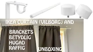 Ikea Curtain VILBORG, Brackets BETYDLIG, Finials RAFFIG and ROD HUGAD Unboxing