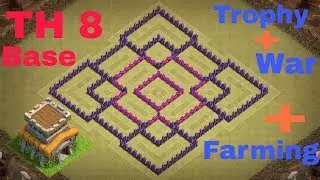 Clash of clans th8 best war+farming+trophy all in 1 Base layout