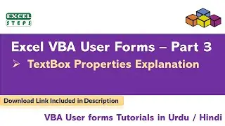 Excel VBA User Form: TextBox Properties Explanation in detail | Excel VBA User From Tutorials