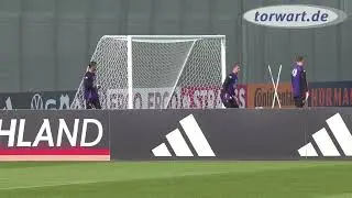 Die Nationaltorhüter Manuel Neuer, Alex Nübel und Oliver Baumann im Torwarttraining vor EM-Testspiel