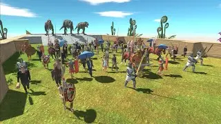 100 Humans trying to escape from T-Rex Team - Animal Revolt Battle Simulator
