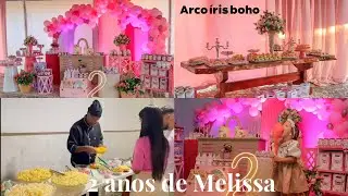 O dia da festa de Melissa ! Arco íris boho #aniversario