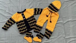 Latest unique wavy Sweater design for newborn to 1 year old baby|Back|Part- 1|Woolen Tutorial #54