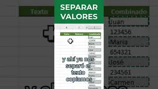 Separar nombres y números en excel