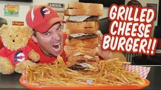 Big Boss Burger Challenge w/ Grilled Cheese Sandwich Buns!!