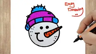 How to draw christmas snowman (2) step by step | DRAWING CHRISTMAS SNOWMAN EASY