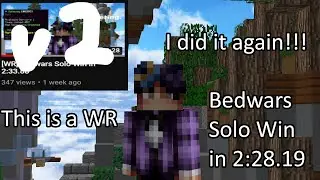 [FWR] Bedwars Solo Win in 2:28.19