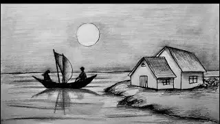 Karakalem Manzara Peyzaj Çizimi Nasıl Yapılır | Landscape Scenery Picture Drawing Art