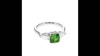Atyaza Inc White Gold Green Tourmaline and Diamond Engagement Ring ATZR 0785