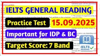 IELTS General Training Reading Practice Test 2025 With Answers | 15.09.2025 | General Reading Test