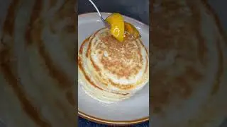 Peach Cobbler Pancakes w/ bourbon maple syrup #recipe