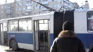 Белгородский троллейбус в гололёд