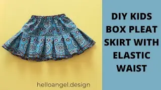 DIY KIDS BOX PLEAT SKIRT WITH ELASTIC WAIST #helloangel.design