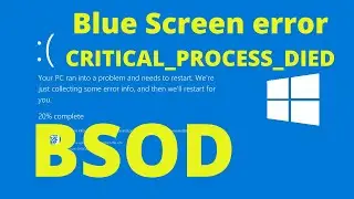 critical_process_died windows 10 fix || stop code critical process died windows 10 fix|| blue screen