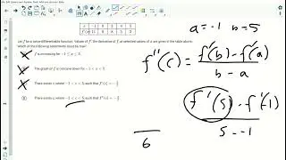 mean value theorem using a table