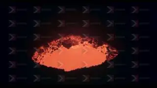 In the crater of a volcano in complete darkness lava is boiling