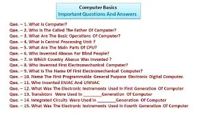 Computer Basics - Questions And Answers (Hindi) | Class 1 | Computer Knowledge