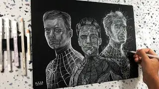DRAWING - 3 Spiderman with 3 different style (Tobey Maguire, Andrew Garfield, Tom Holland) | Futuge