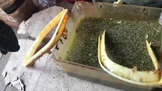 Снять хром хлорным железном. Покраска решёток (ноздрей) бмв в чёрный глянец.