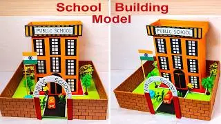 school building model making using cardboard and color paper - diy - simple and easy | howtofunda