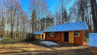 A paradise in the wild forest. LOD CABIN OFF GRID. Inspection of bees after a harsh winter