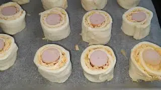 Закуска  с Сосисками в Слоёном Тесте в Духовке. Очень Вкусно и Быстро