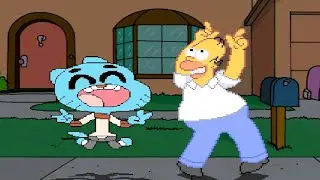TEAM GUMBALL WATTERSON AND HOMER SIMPSON VS MUGENS IN SURVIVAL MODE