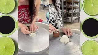 Watch this on ur phone 📱 Throwing and trimming a tiny bowl on the wheel, in real time
