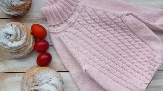 РЕГЛАН СВЕРХУ С РОСТКОМ. СВИТЕР С КОСАМИ СПИЦАМИ. МАСТЕР КЛАСС. РЫНАШКО. ВЯЗАНИЕ