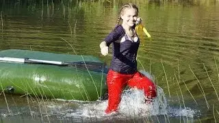 Truly warm water finally! Wet walk in red pants.