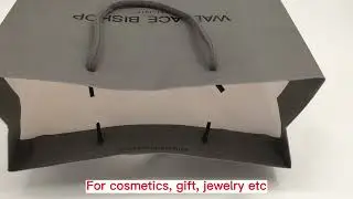 Custom logo grey  luxury fancy clothing shopping gift jewelry craft packaging paper bag with handle