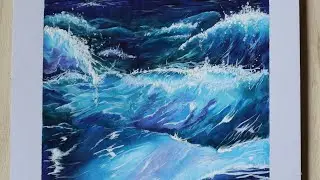 Ocean Scene Timelapse 🌊 Acrylic Paint on Paper 🎨 #oceanwaves