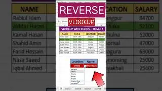 VLOOKUP with CHOOSE Formula | How to apply REVERSE VLOOKUP in Excel #shorts