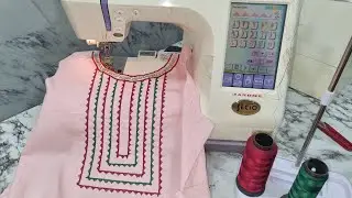 Latest Beautiful Neck Emboridery design 😍with janome sewing machine