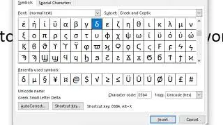 How to type delta symbol in ms word